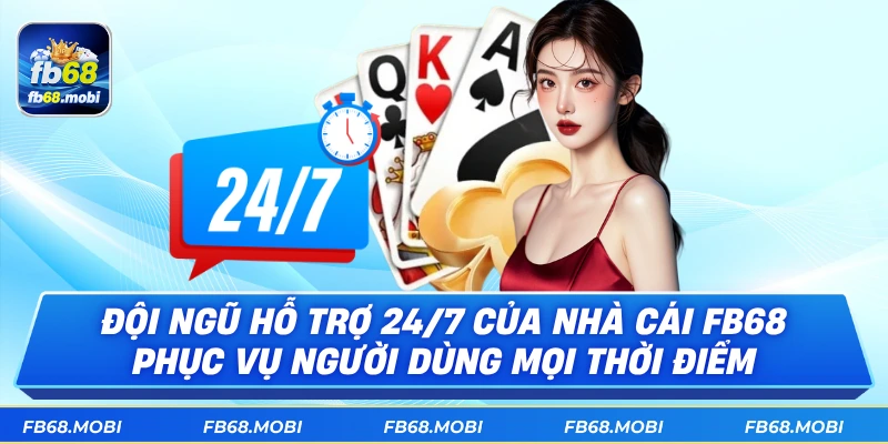 Đội ngũ hỗ trợ 24/7 của nhà cái FB68 phục vụ người dùng mọi thời điểm