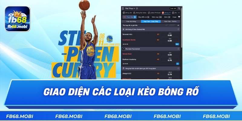 Giao diện các loại kèo bóng rổ
