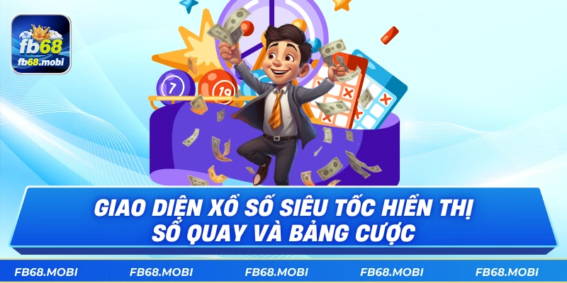 Giao diện xổ số siêu tốc hiển thị số quay và bảng cược