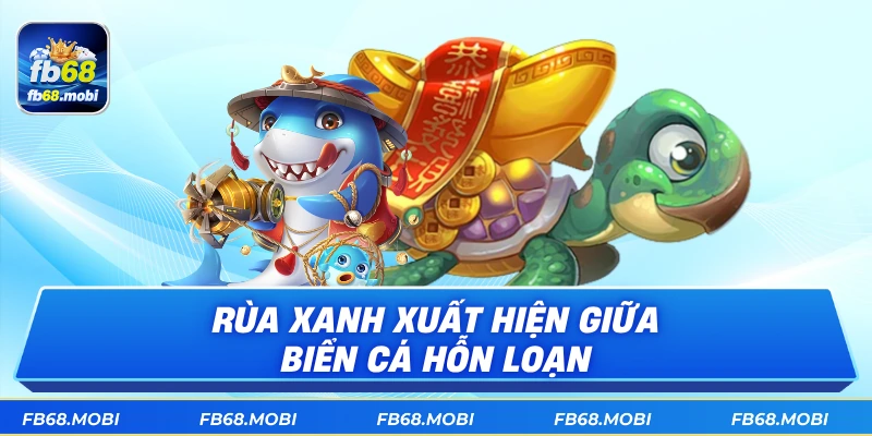 Rùa xanh xuất hiện giữa biển cá hỗn loạn