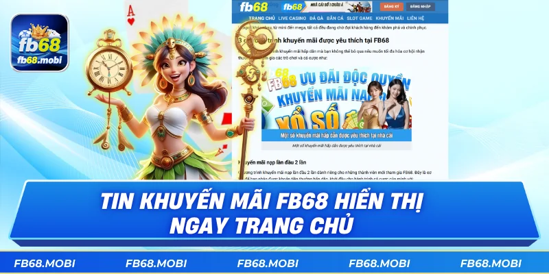 Tin khuyến mãi fb68 hiển thị ngay trang chủ