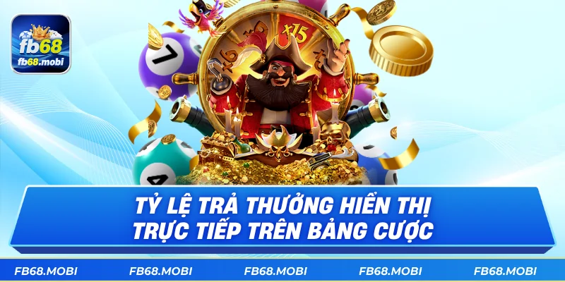 Tỷ lệ trả thưởng hiển thị trực tiếp trên bảng cược
